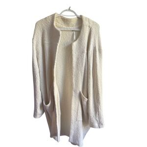 Free‎ People Cream Longline Open Cardigan Sweater Cotton Blend Oversized XS
